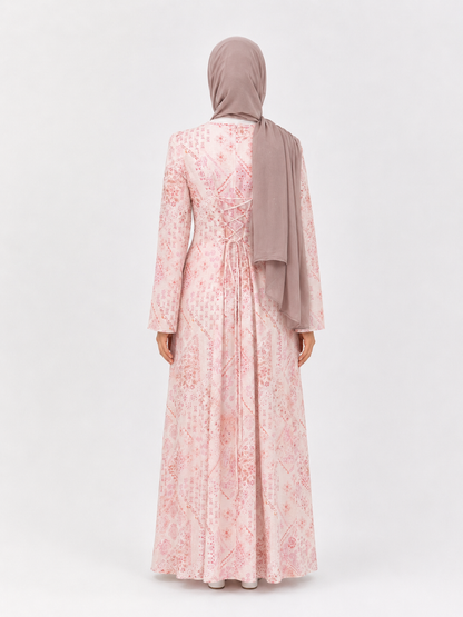 Ariana Lace-Up Print Maxi Dress